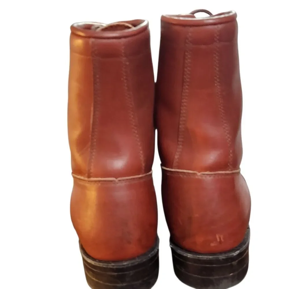 Justin Boots Kiltie Size 7 B Brown Lace Up Ankle Western Almond Toe Excellent